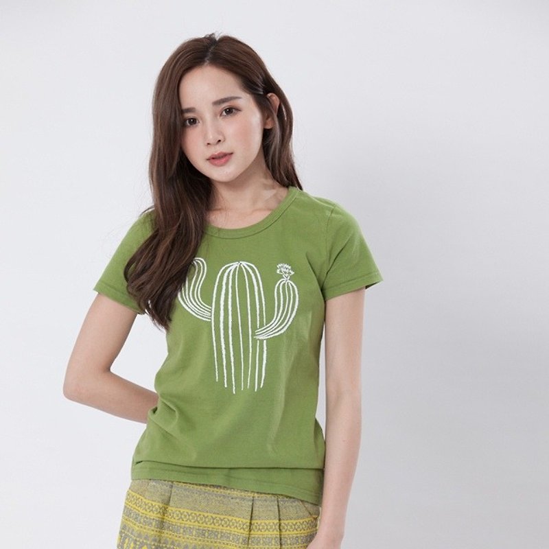 Cactus A flower for you peach cotton T-shirt Women - Women's T-Shirts - Cotton & Hemp Green