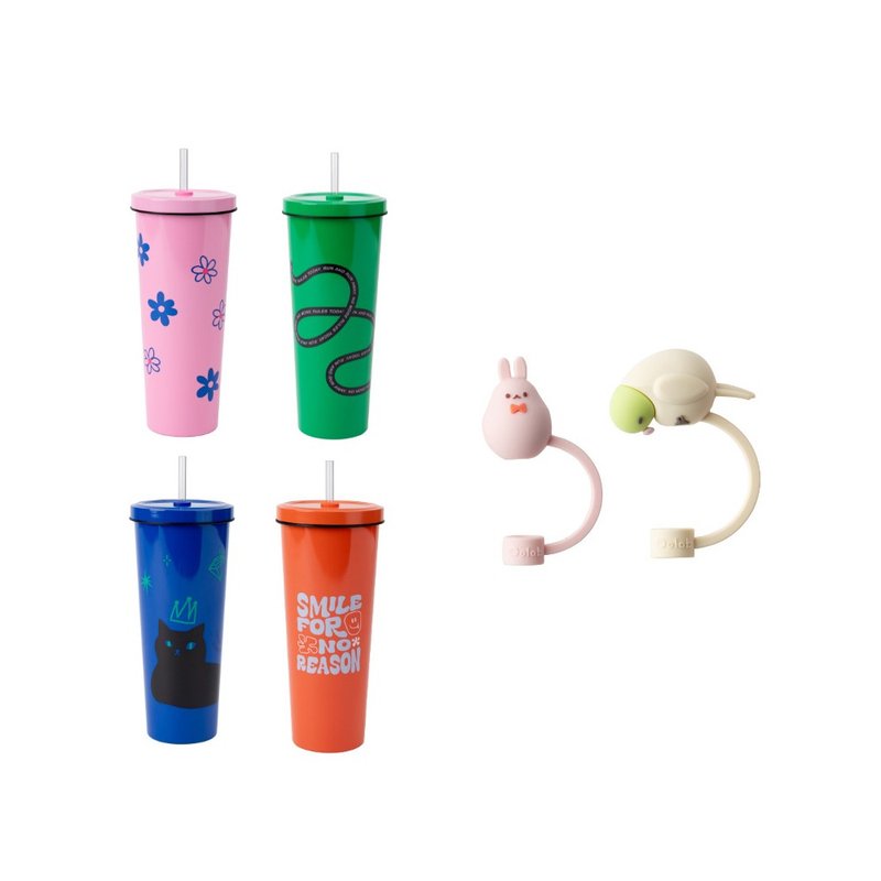 Palette Straw Lid Set-Palette 850ml Straw Cup+Companion Series Thin Straw Lid - Pitchers - Stainless Steel Multicolor