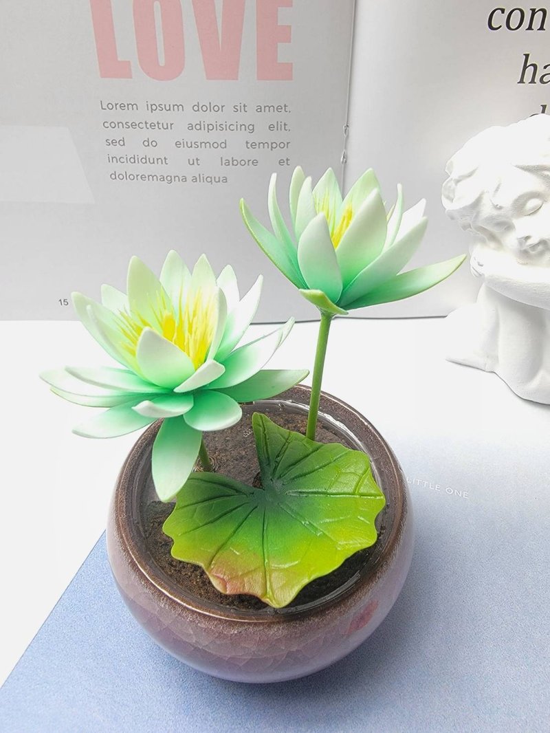 冷瓷土/黏土花藝-睡蓮小盆栽/送禮 - 盆栽/植栽 - 黏土 
