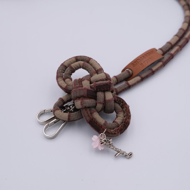 [Mobile phone strap supports all mobile phones] Adjustable mobile phone lanyard splicing style-Chocolate Coffee - เชือก/สายคล้อง - ผ้าฝ้าย/ผ้าลินิน 