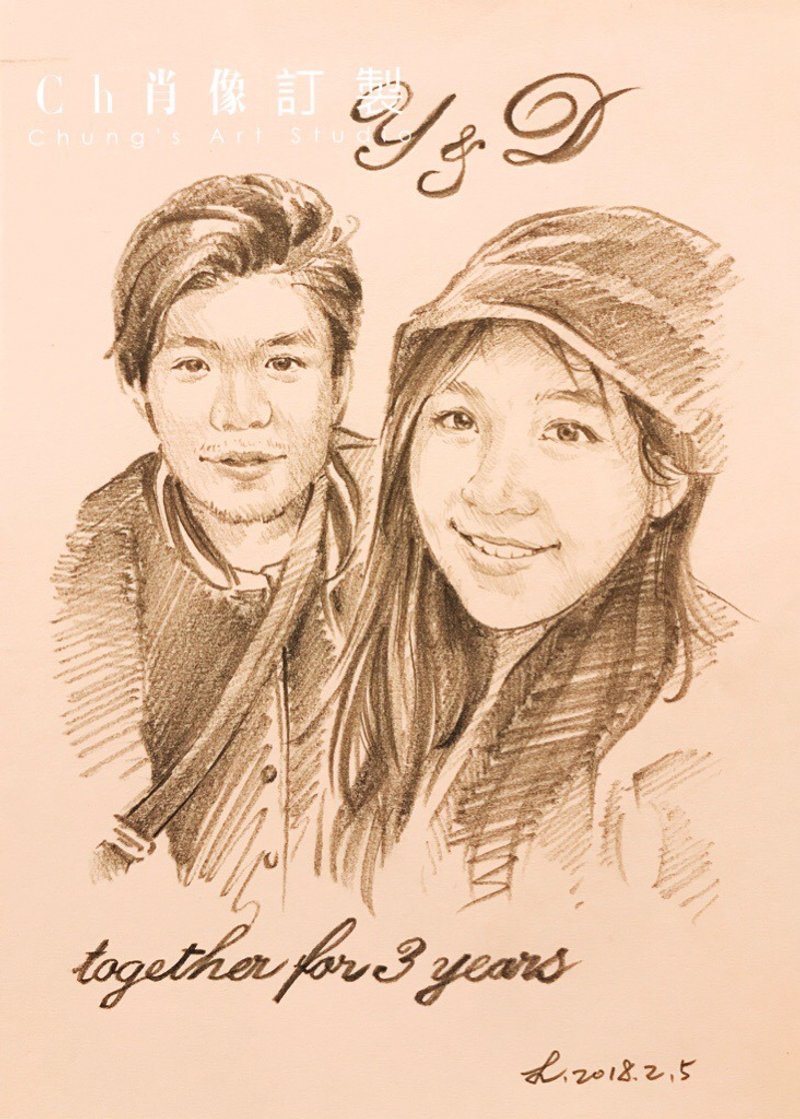 Customized portrait sketch portrait pure painting | customized sketch illustration hand-painted portrait like Yan painted - Customized Portraits - Paper 