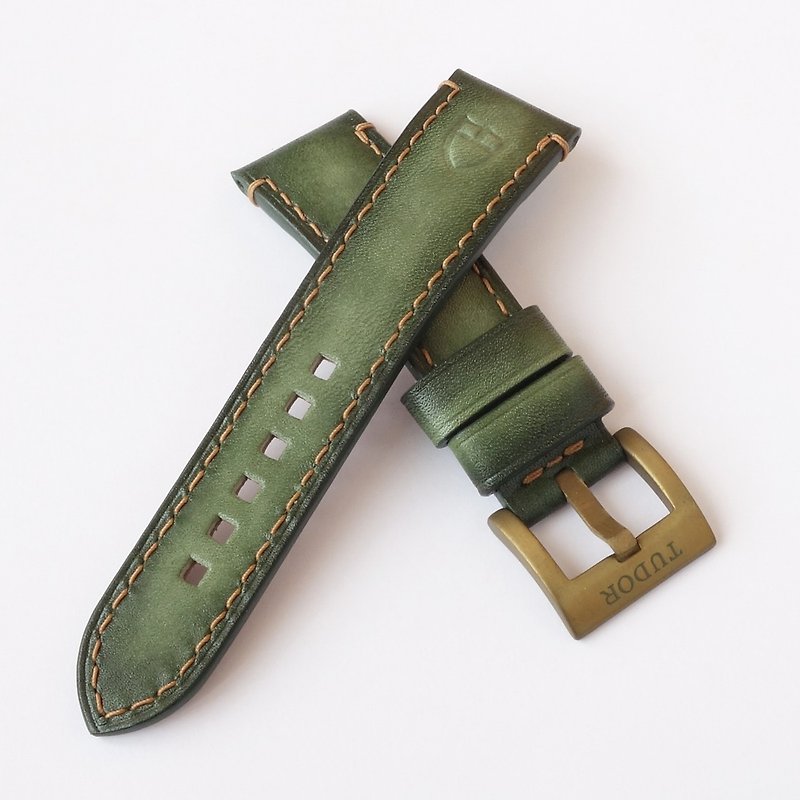 橄欖色的帝舵表帶 真皮表帶 綠色表帶 - 錶帶 - 真皮 綠色