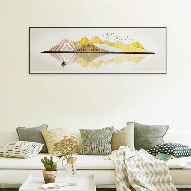 Radiant Mountains - Hanging Paintings - Banner Series - Gold - Posters - Cotton & Hemp Gold