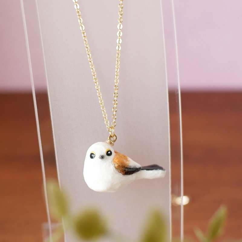 和紙アクセサリー　ネックレス　シマエナガ　野鳥　鳥 - 項鍊 - 其他材質 白色