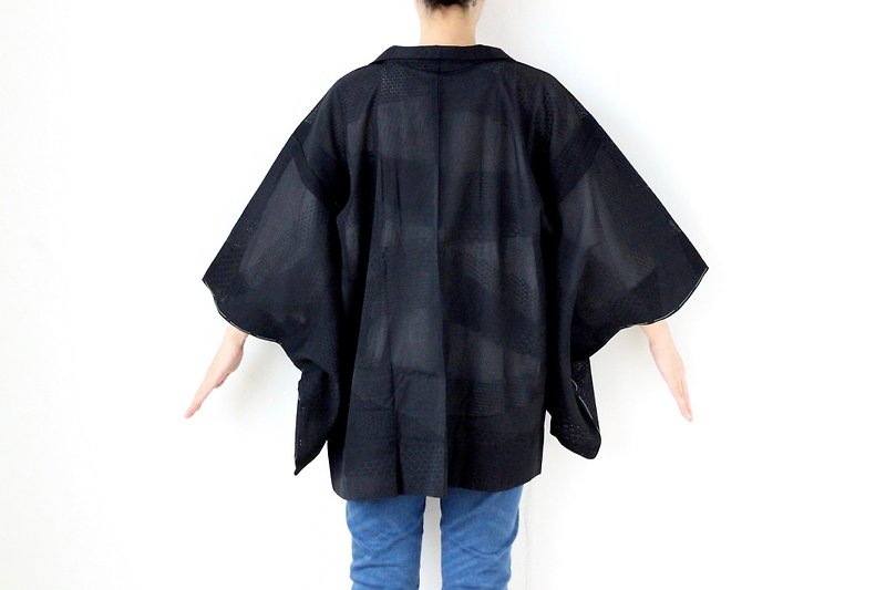 black summer kimono, kimono, kimono jacket, kimono jacket /3960 - เสื้อแจ็คเก็ต - เส้นใยสังเคราะห์ สีดำ