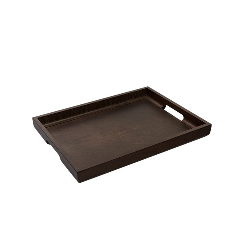 Furnishings. Coloring elongated end plate (dark walnut color) ─ door [love] - Small Plates & Saucers - Wood Brown