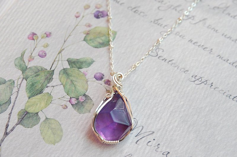 [Following]-Metal wire weaving-Amethyst necklace - Necklaces - Other Metals Purple