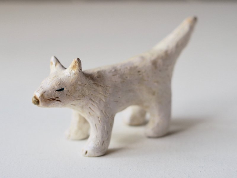 Very Big white wolf Pottery ornament - Items for Display - Pottery White