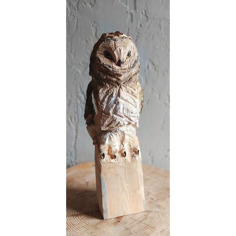 Owl wood sculpture. Home decor . Interior. Gift. Eco frendly materials. - 玩偶/公仔 - 木頭 咖啡色