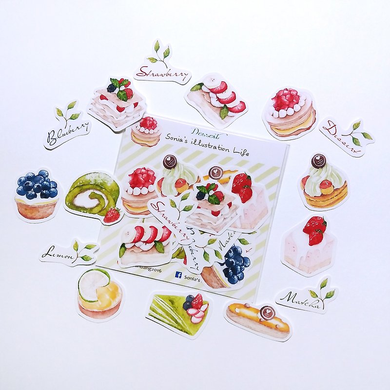 Hand painted Dessert sticker - สติกเกอร์ - กระดาษ 