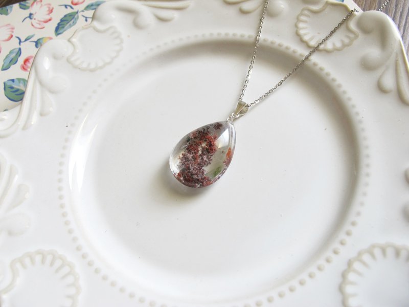 綠幽靈 紅幽靈 異象水晶 925純銀【紅色湖畔】【原件寄出】招財運 - 項鍊 - 水晶 綠色