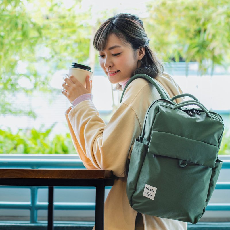 hellolulu Mini CARTER Backpack-Grey-Green - リュック・バックパック - ナイロン グリーン