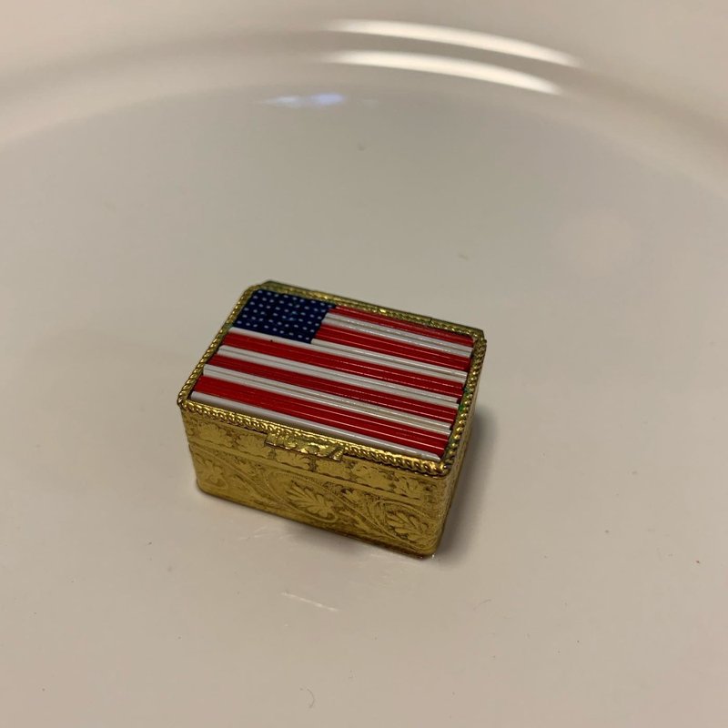 早期收藏 義大利精緻馬賽克美國 金色小寶盒 - 其他 - 銅/黃銅 