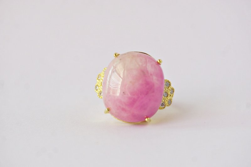 Natural Ruby 36.25 Cts Ring Sterling Silver 925 With Gold Plated 9 US. - 戒指 - 純銀 紅色