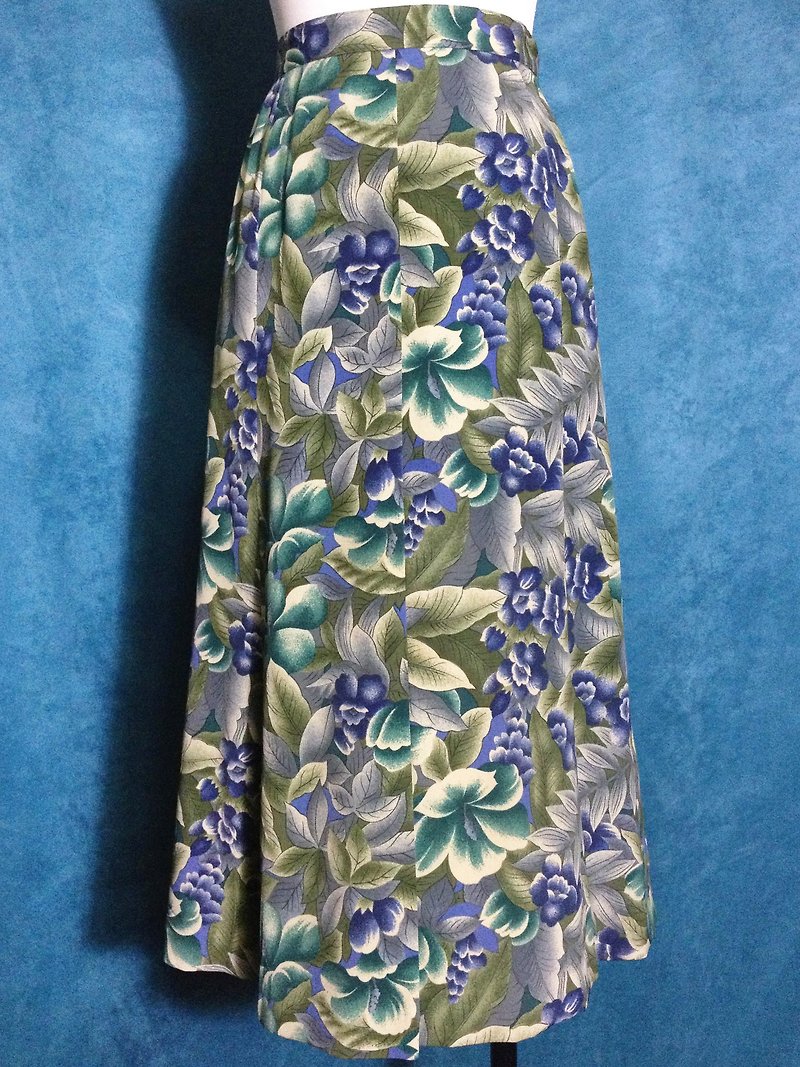 Ping-pong vintage [vintage skirt / flower prints vintage dress] abroad back VINTAGE - กระโปรง - เส้นใยสังเคราะห์ สีน้ำเงิน
