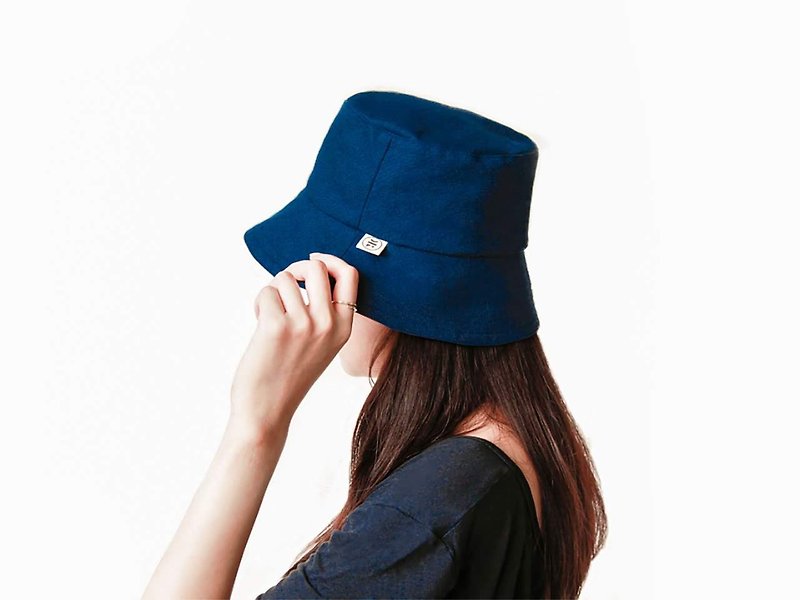 【漁夫帽】- 夜幕微涼 - 帽子 - 棉．麻 藍色