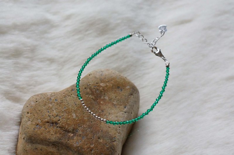 綠剛玉銀手鍊 ( Corundum Bracelet with Linear Alloy ) - 手鍊/手環 - 寶石 綠色