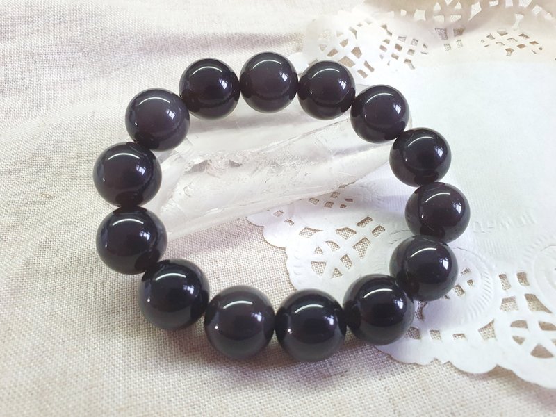 CJ62. Silver obsidian bracelet - Bracelets - Semi-Precious Stones Black