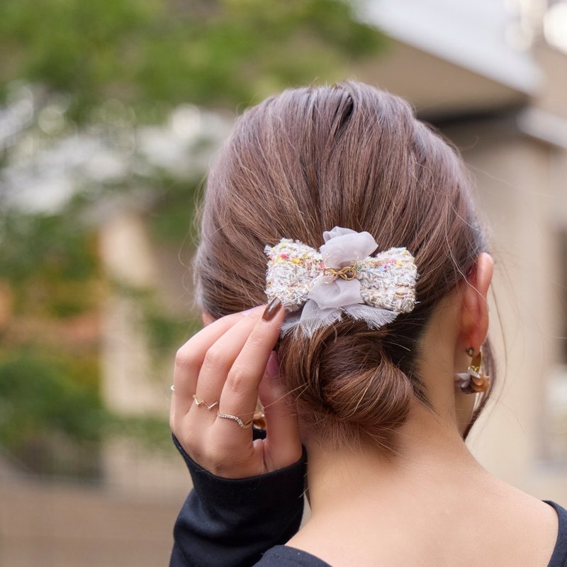 Tweed Couture Ribbon | Valletta / Hair Clip / Pony Hook | Ambre - Hair Accessories - Other Man-Made Fibers Multicolor