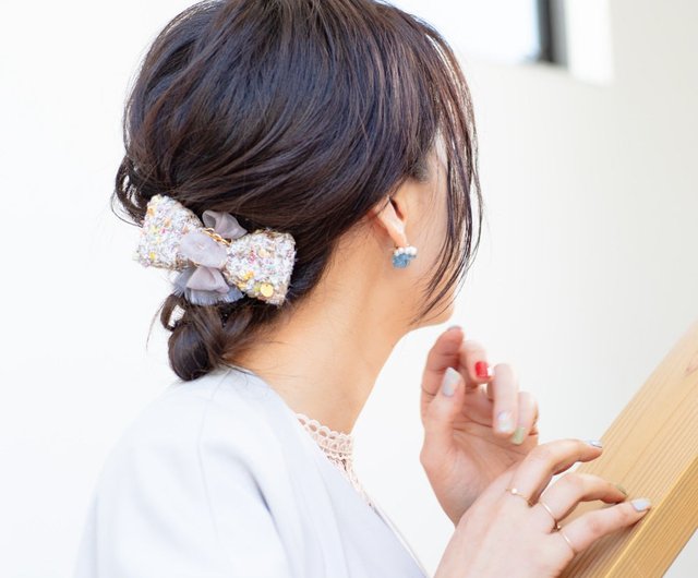 ツイードのクチュールリボン | バレッタ / ヘアクリップ / ポニー