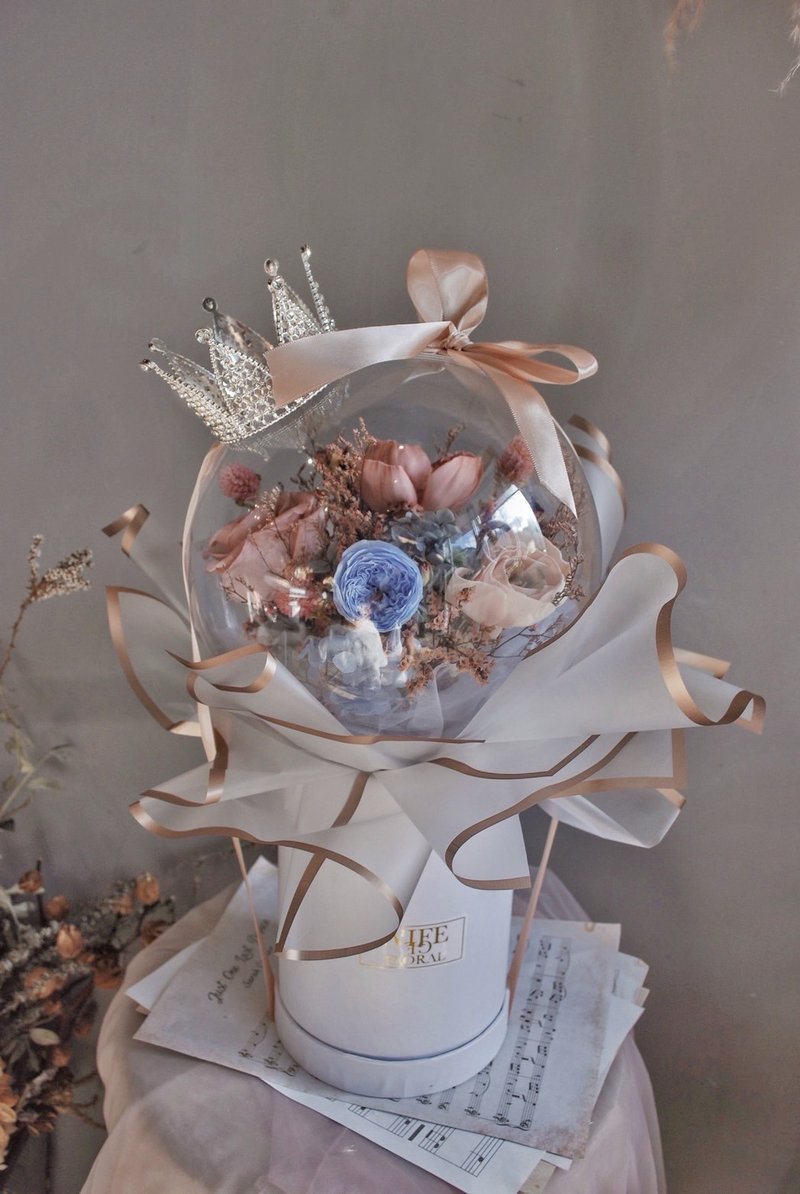 Crown Bobo Ball Hugging Bucket/Birthday Gift/Opening Ceremony - Dried Flowers & Bouquets - Plants & Flowers Pink