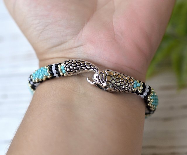 Snake bracelet, Gold snake bracelet for women, Ouroboros, Snake jewelry -  Shop IrisBeadsArt Bracelets - Pinkoi