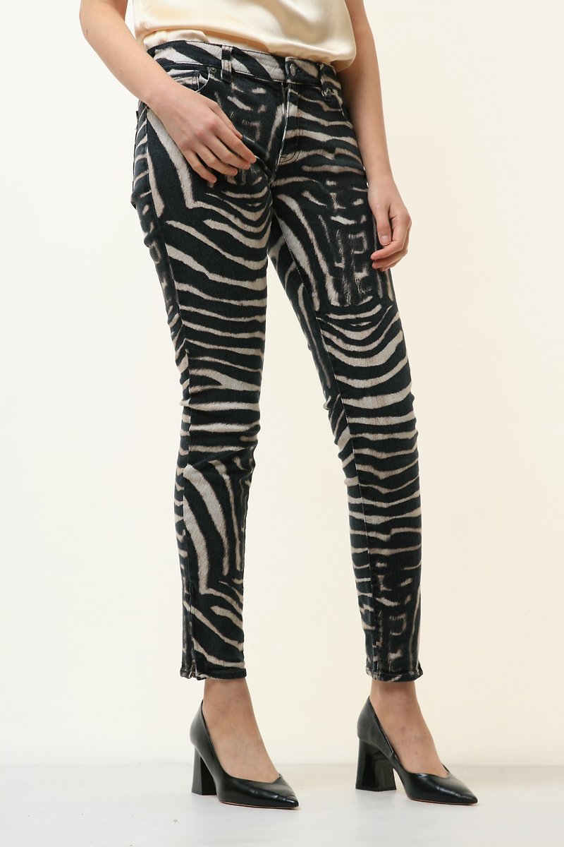 棉．麻 女長褲 黑色 - Vintage Ralph Lauren Zebra Black Fall Winter Woman Pants size 29