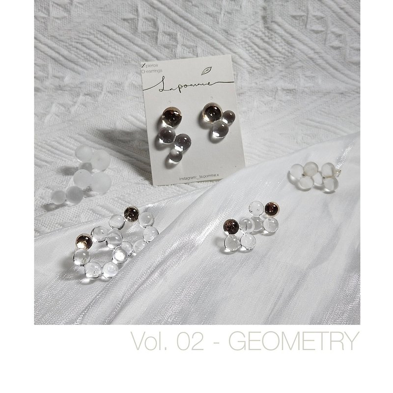 樹脂耳針•夾式•極簡主義• Vol 02 •幾何 - 耳環/耳夾 - 塑膠 白色