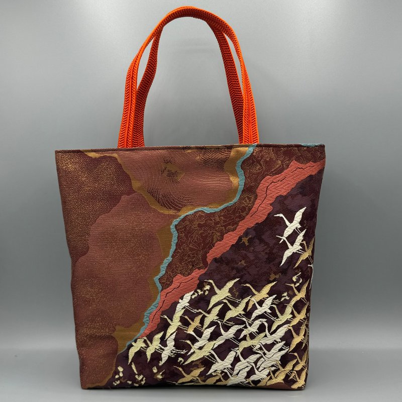 Kimono Obijime Remake Tote bag - Handbags & Totes - Silk Brown