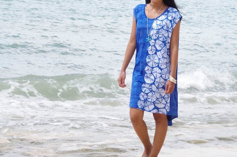 Shell pattern like a tie Sleeveless Dress <Royal Blue> - One Piece Dresses - Other Materials Blue