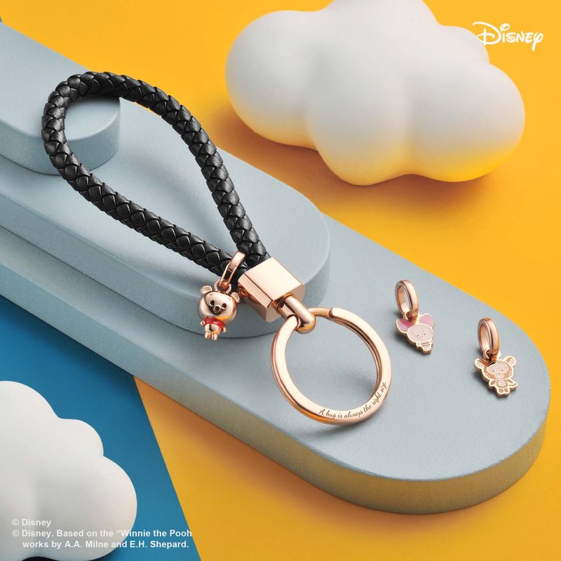 Disney Yululun Customized Leather Keychain (3 Colours) - ที่ห้อยกุญแจ - หนังแท้ สีน้ำเงิน