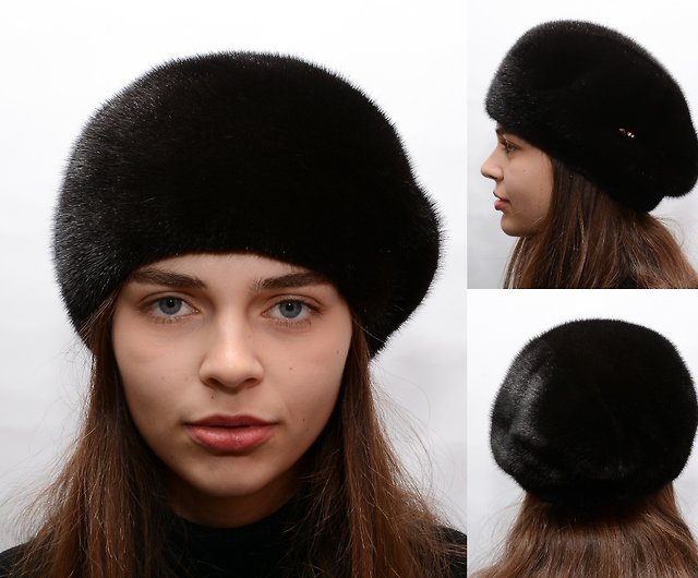 冬の女性用本物のミンクファーベレー帽と寒い天候用の豪華な暖かい帽子