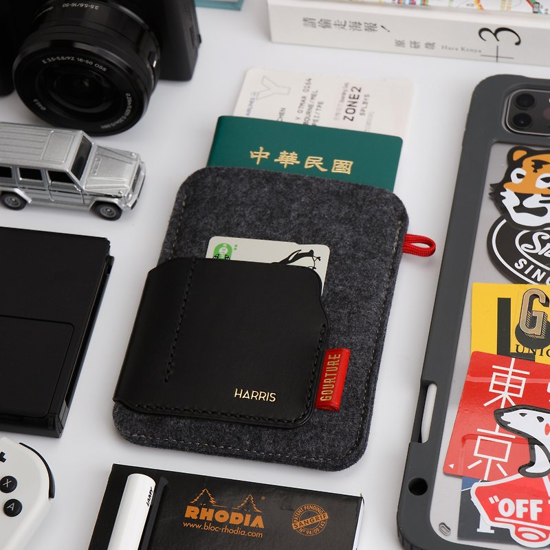 GOURTURE - Traveling abroad passport holder/passport cover three-layer model [Zomo black] - Passport Holders & Cases - Genuine Leather Black