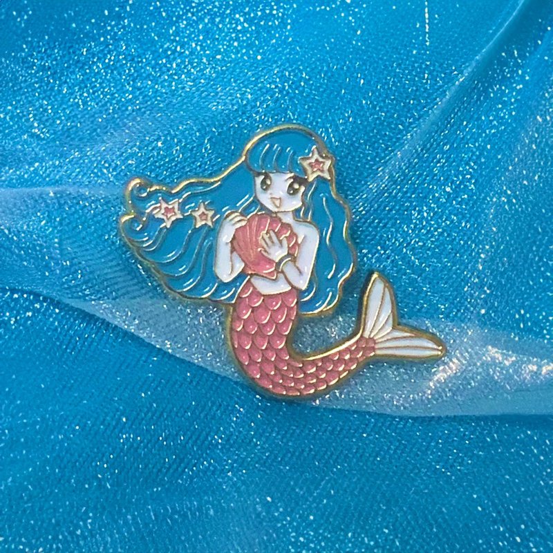 海のおみやげ人魚のピンバッチ - 徽章/別針 - 其他金屬 多色