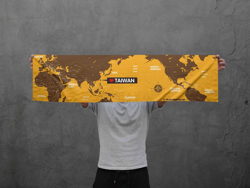 Make World map made sports towel (caramel) - Towels - Polyester 