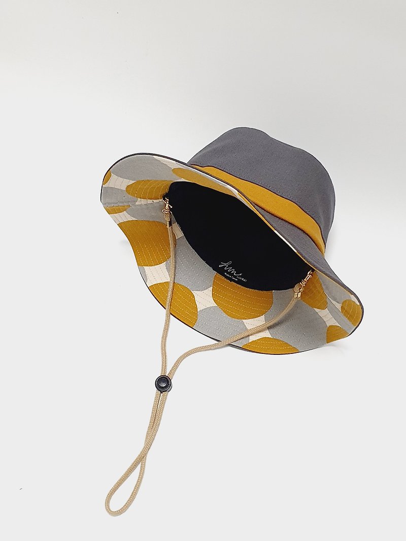 【HiGh MaLi】fashionable mountain climbing hat/three-color fight/dark gray+khaki+grey dot#日布 - Hats & Caps - Cotton & Hemp Gray