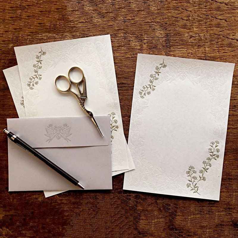 Blooming Letter Set -NOBEL- / 活版印刷 - 卡片/明信片 - 紙 銀色