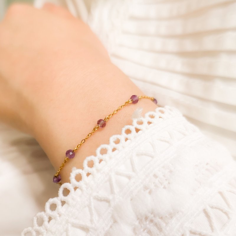 3 colors in | classic full circle faceted amethyst bracelet - Bracelets - Stainless Steel Gold
