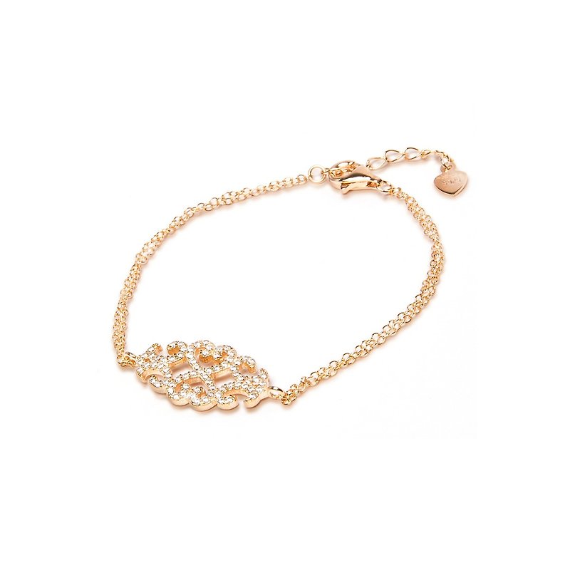 【Lalune】||Soft tone|| Crystal diamond 925 sterling silver moire thin bracelet Rose Gold plated - Bracelets - Silver Gold