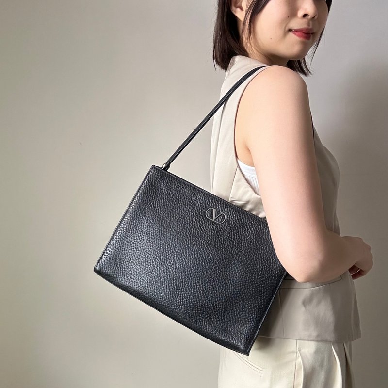 Valentino Garavani V logo 手袋 中古美品 華倫天奴 - 手提包/手提袋 - 真皮 黑色