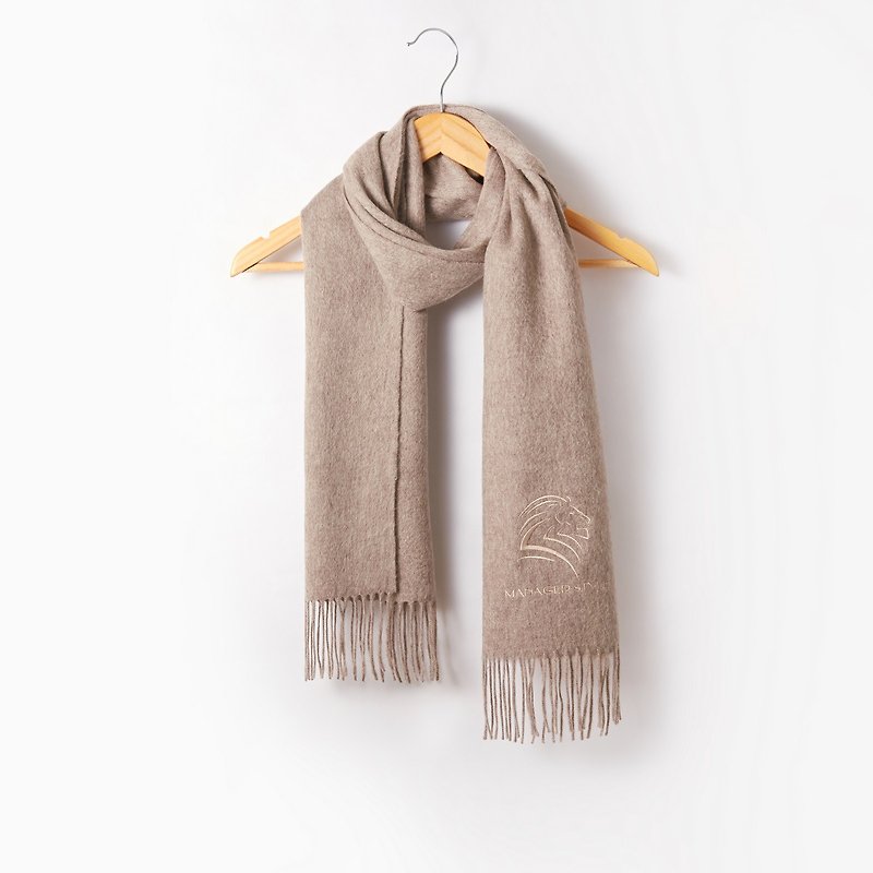 Charm Boutique Cashmere Scarf Brown - Knit Scarves & Wraps - Wool Khaki