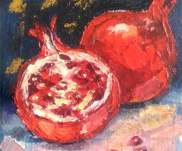 ザクロの絵画フルーツアートキッチンの壁の装飾のための静物 ショップ Artdecornataly ウォールデコ 壁紙 Pinkoi