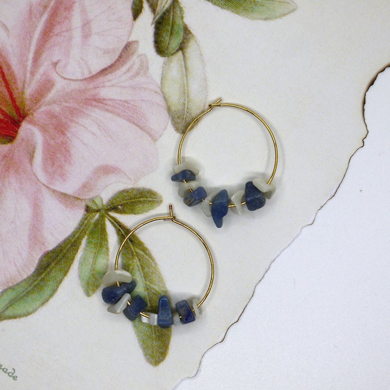 Sweet string blue turquoise seashell earrings - Earrings & Clip-ons - Gemstone 