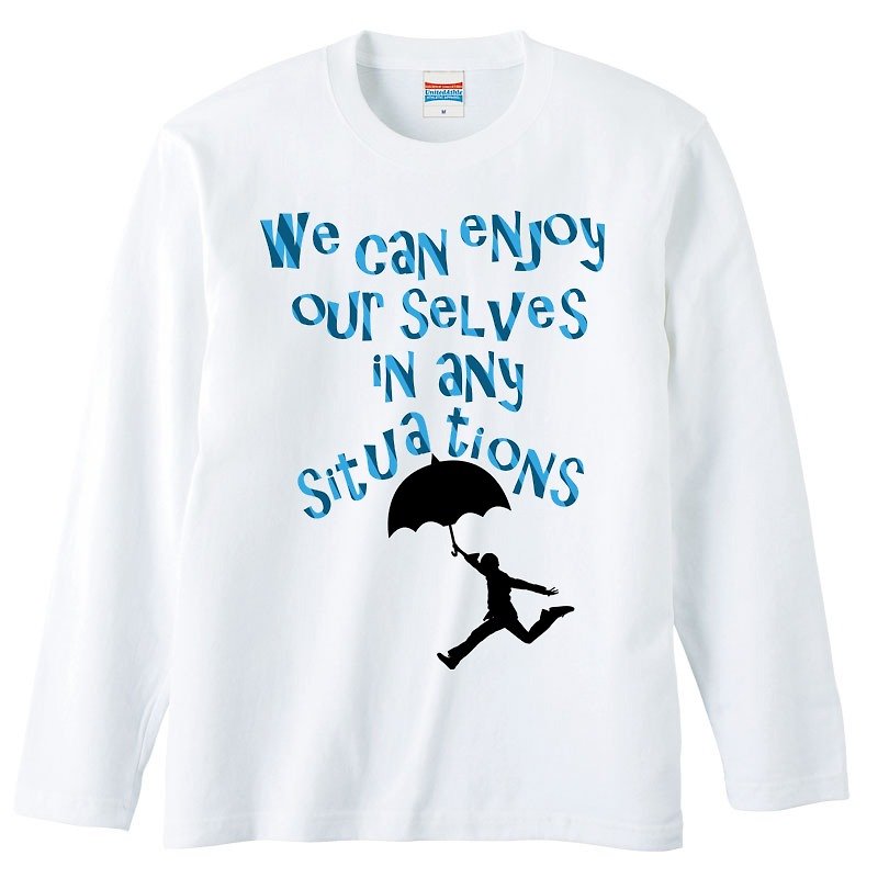 Long sleeve T-shirt / rain - Men's T-Shirts & Tops - Cotton & Hemp White