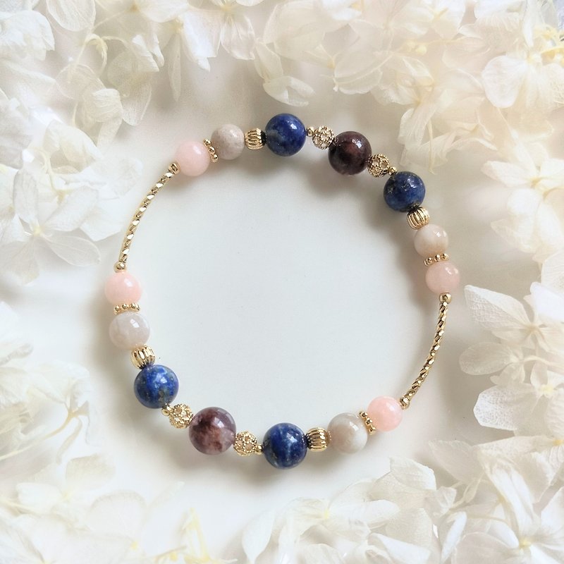 Song of White Flowers|Purple Ghost/Lapis Lazuli/Coral Jade/ Stone|Original design crystal bracelet|Trust. - สร้อยข้อมือ - คริสตัล หลากหลายสี