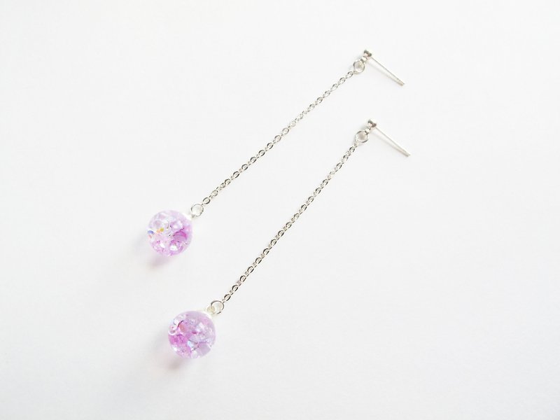 * Rosy Garden * Lavender purple crystal earrings - ต่างหู - กระดาษ สีม่วง