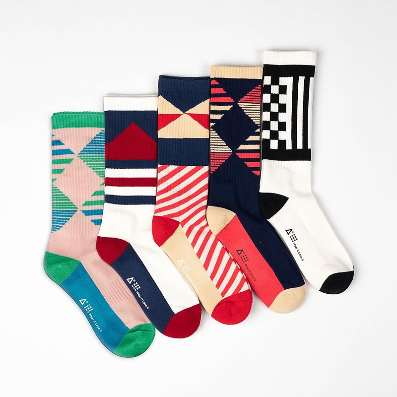 [WARX Antibacterial and Deodorant Socks] Nautical Flag Tall Socks (5 Colors) - ถุงเท้า - ผ้าฝ้าย/ผ้าลินิน 