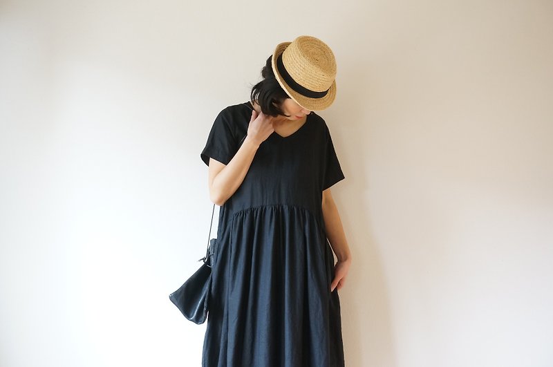 French Linen one-piece Ladies size - ชุดเดรส - ผ้าฝ้าย/ผ้าลินิน 