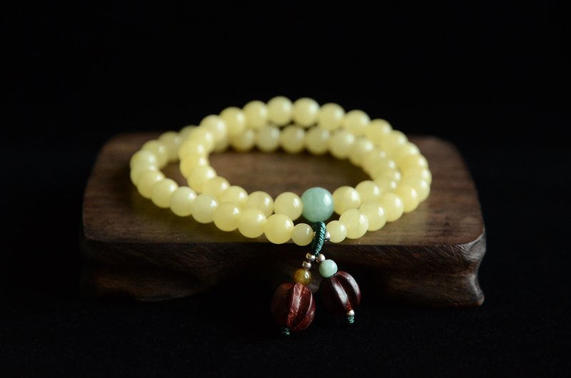 [Amber Xia Yin] natural amber beeswax fresh literary bracelet - Bracelets - Gemstone Yellow
