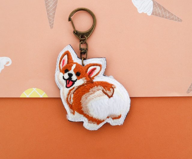 コーギーおしりコーギードッグ3つの刺繡キーリング - ショップ